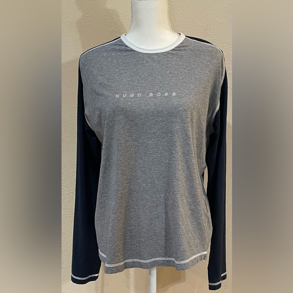 Hugo Boss T-shirt long sleeves gray and blue size M